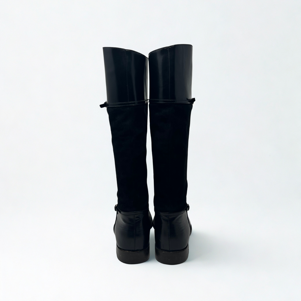 Vintage Gucci black leather and suede equestrian riding boots, late-2000s Italian design