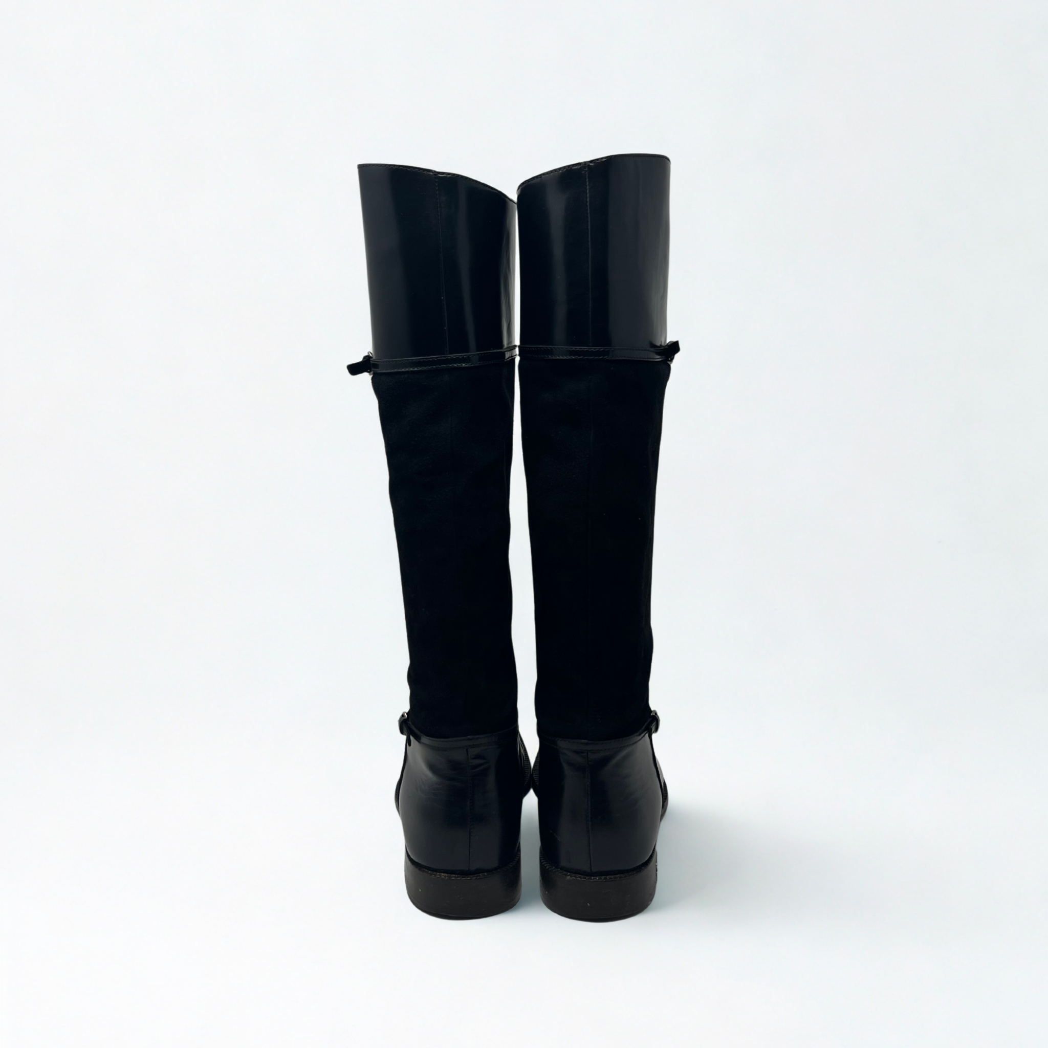 Vintage Gucci black leather and suede equestrian riding boots, late-2000s Italian design