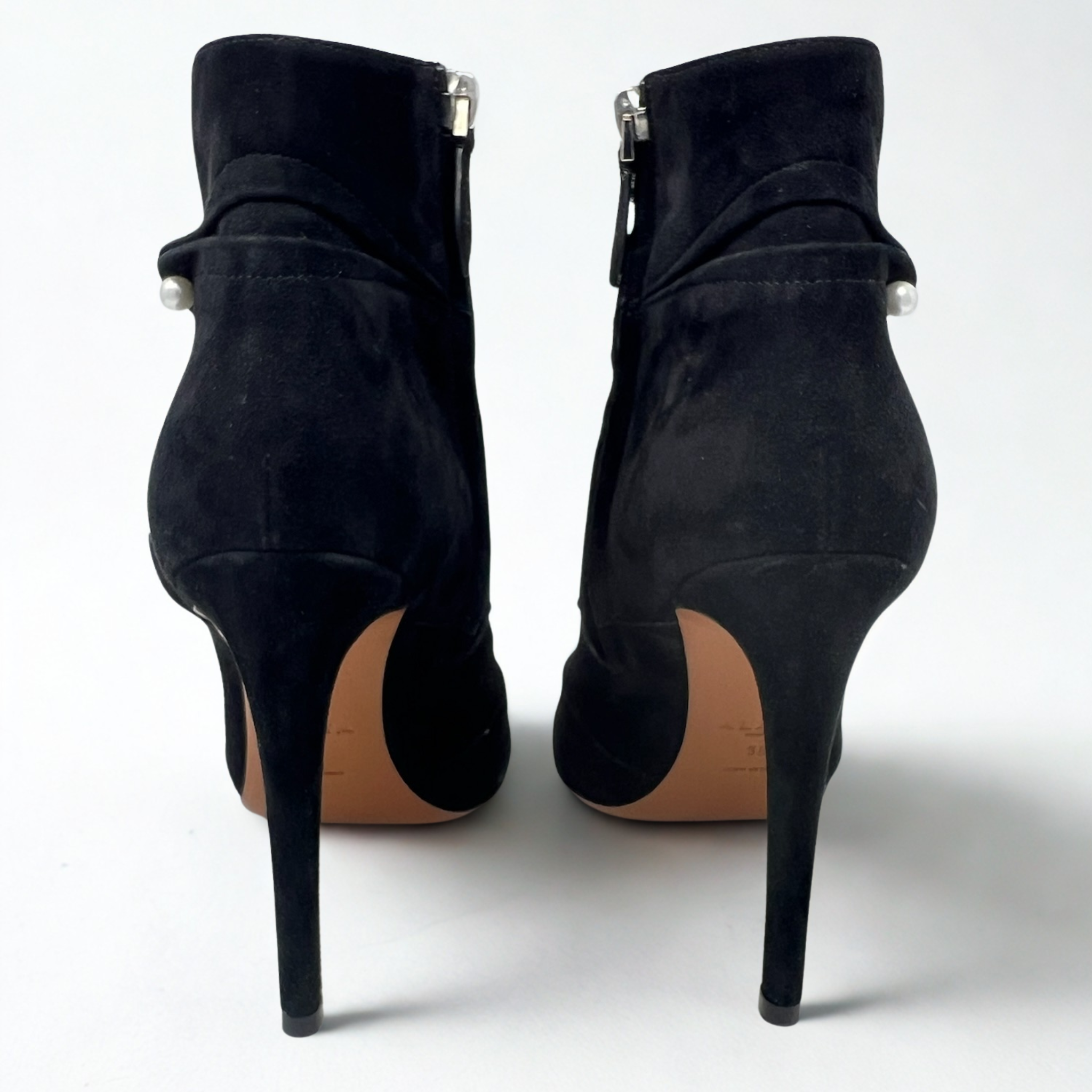 Vintage Alaïa black suede booties with beaded accents, mid-2010s collectible design