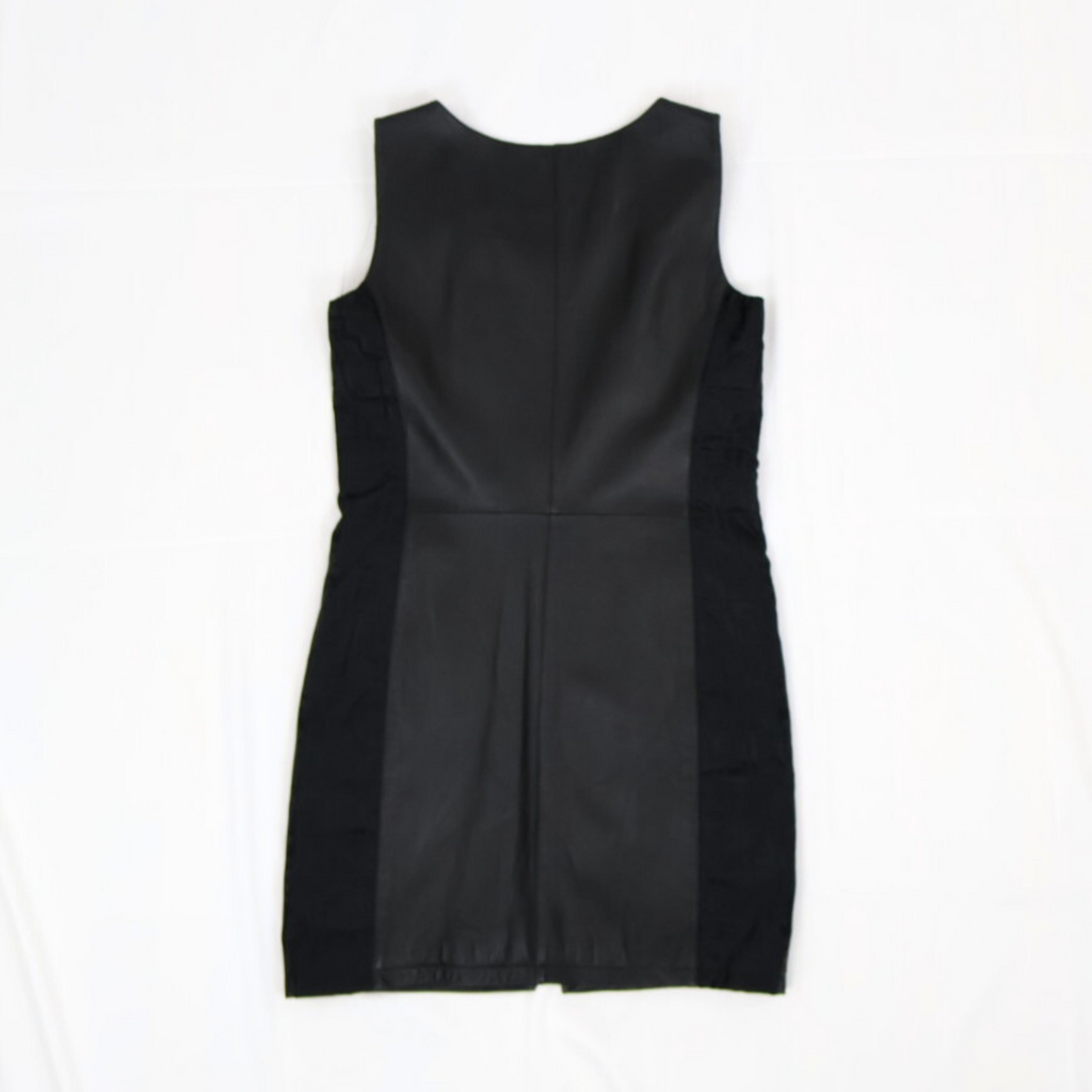 Vintage Fendi black leather minidress with Zucca side panels, late-1990s to early-2000s