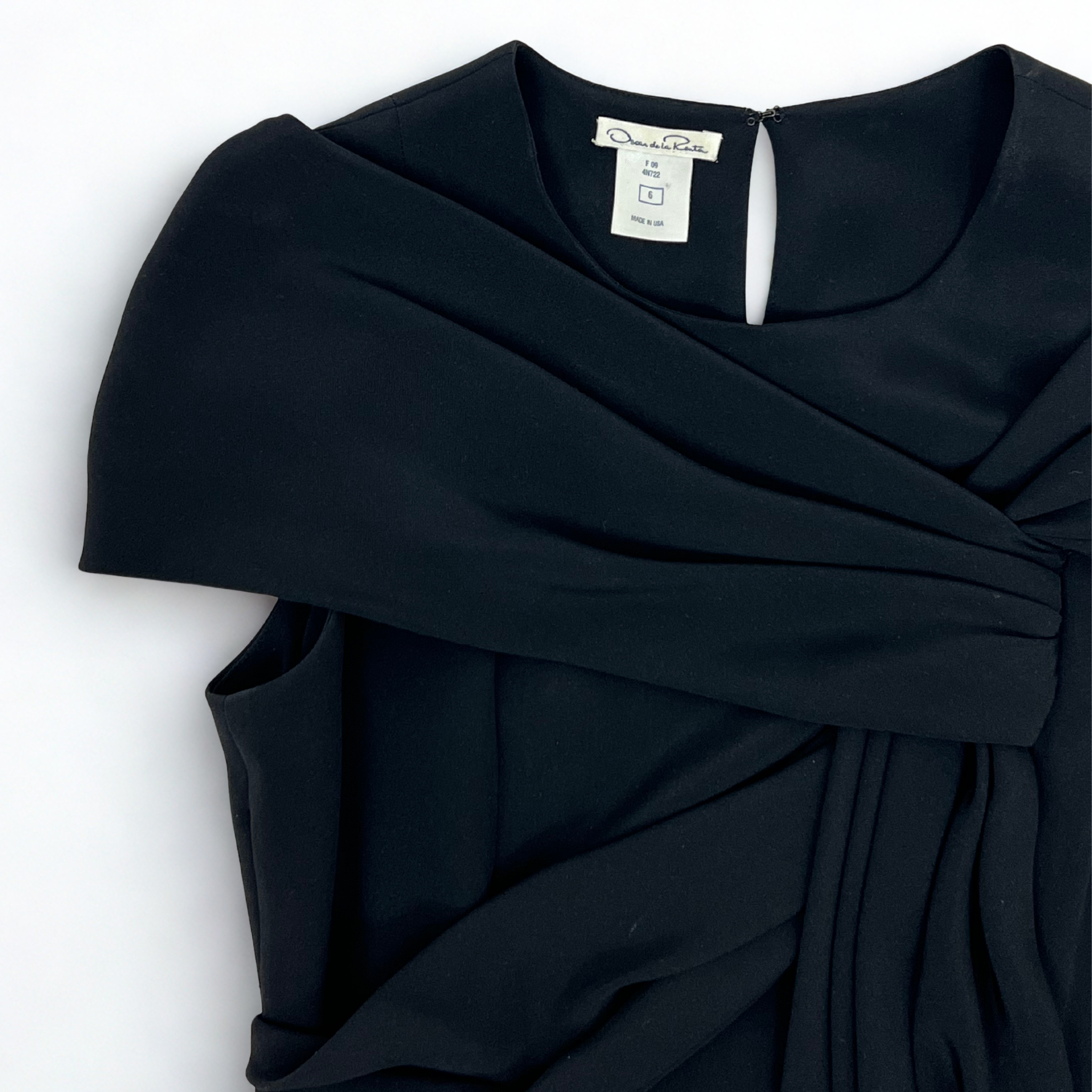 Vintage Oscar de la Renta black silk draped top from Fall/Winter 2009 collection