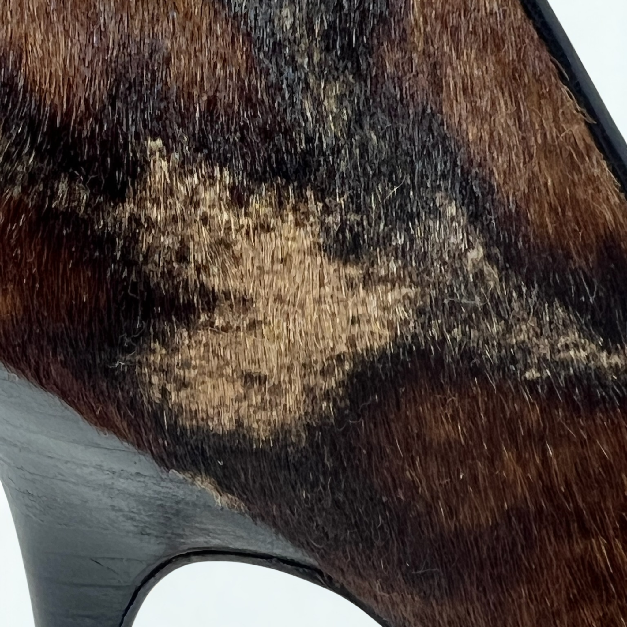 Vintage Manolo Blahnik brown ponyhair animal-print pumps with leather trim, early-2000s Italian craftsmanship