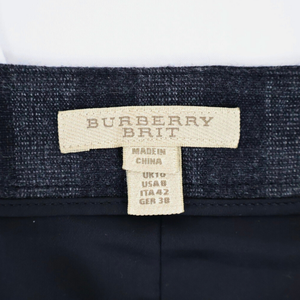 Vintage Burberry Brit black and gray plaid pleated mini skirt with exposed zip, late-2000s