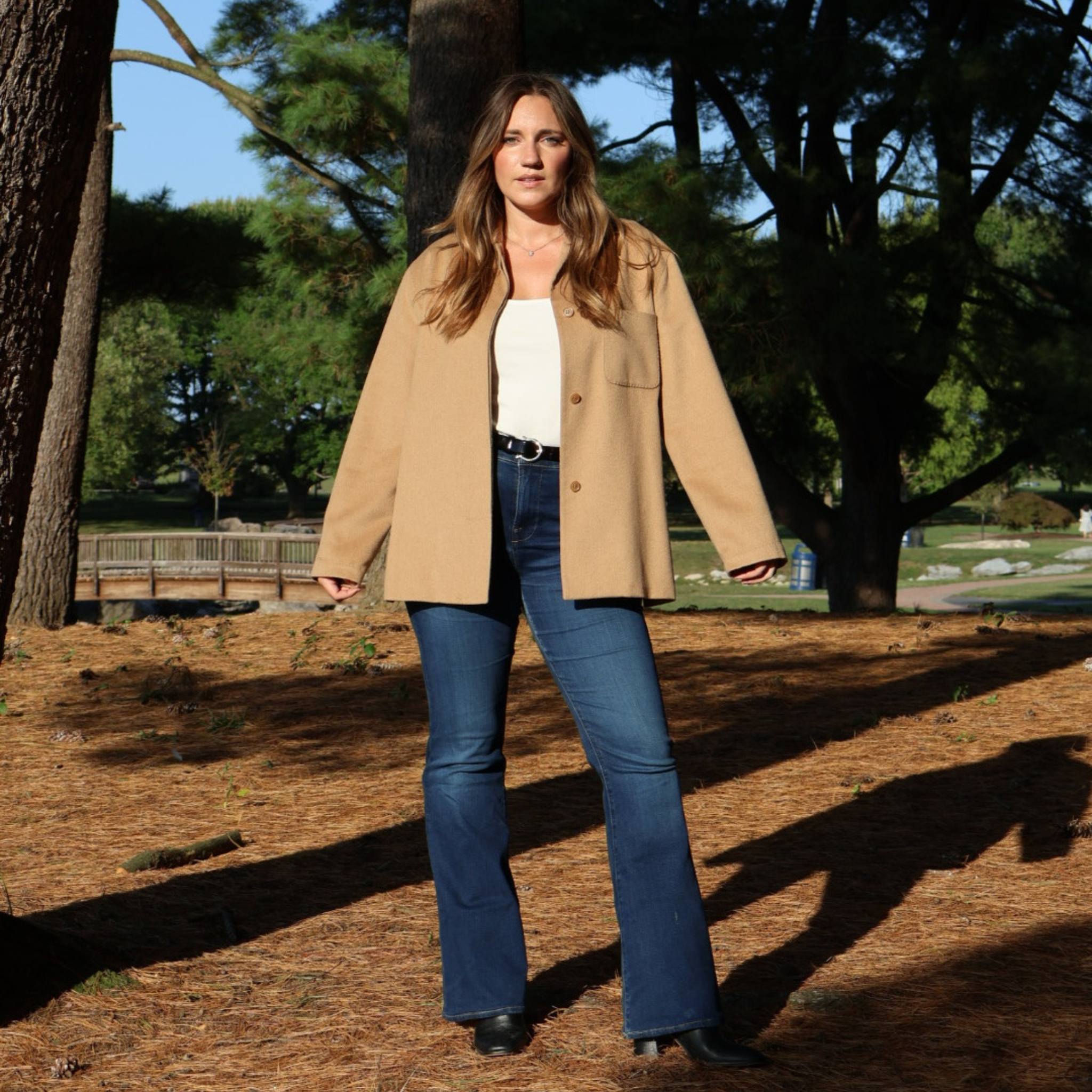 Vintage Max Mara camel hair jacket, 1997 single-breasted style with front patch pockets