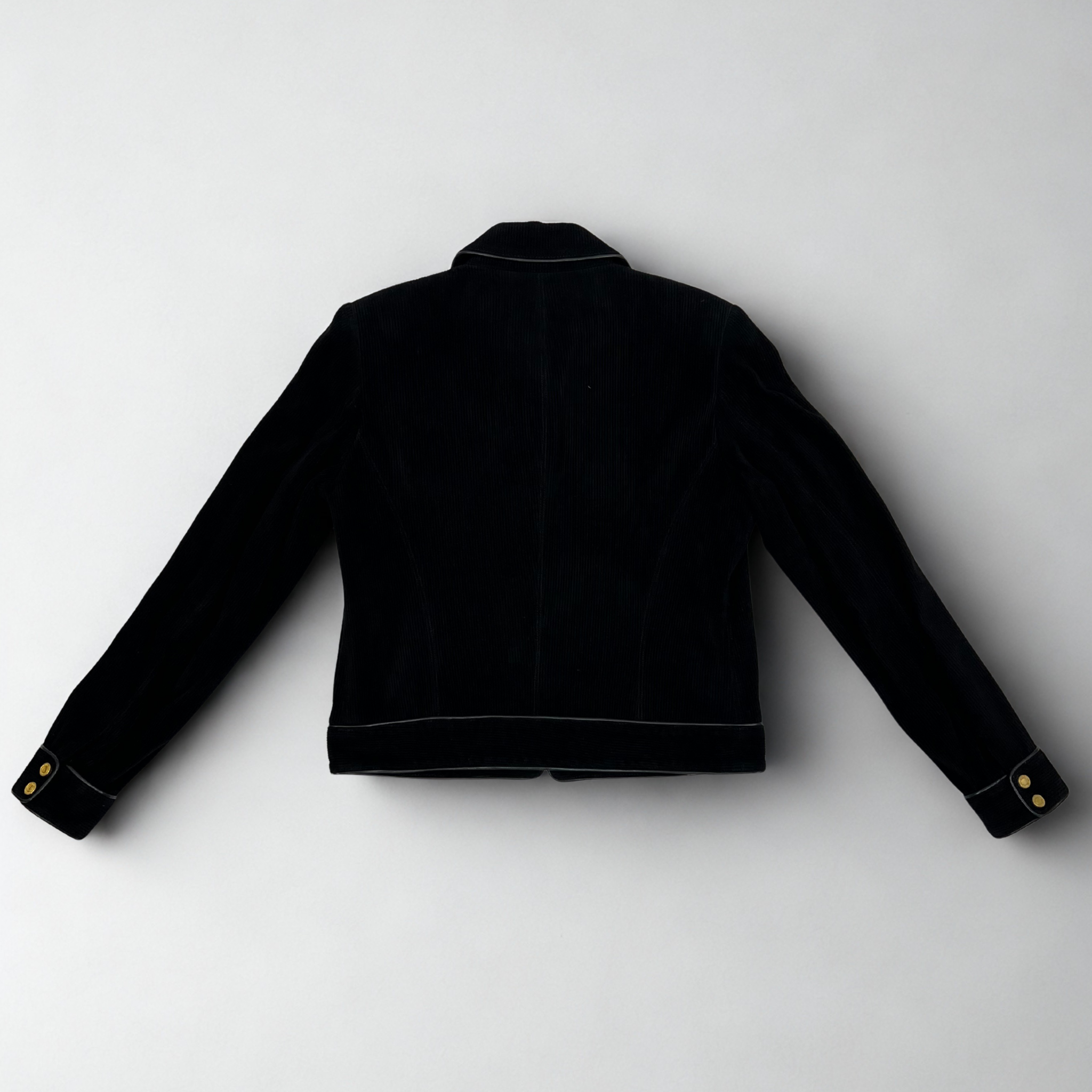 Vintage Ralph Lauren Black Label black suede jacket with gold zippers, early-2000s structured design