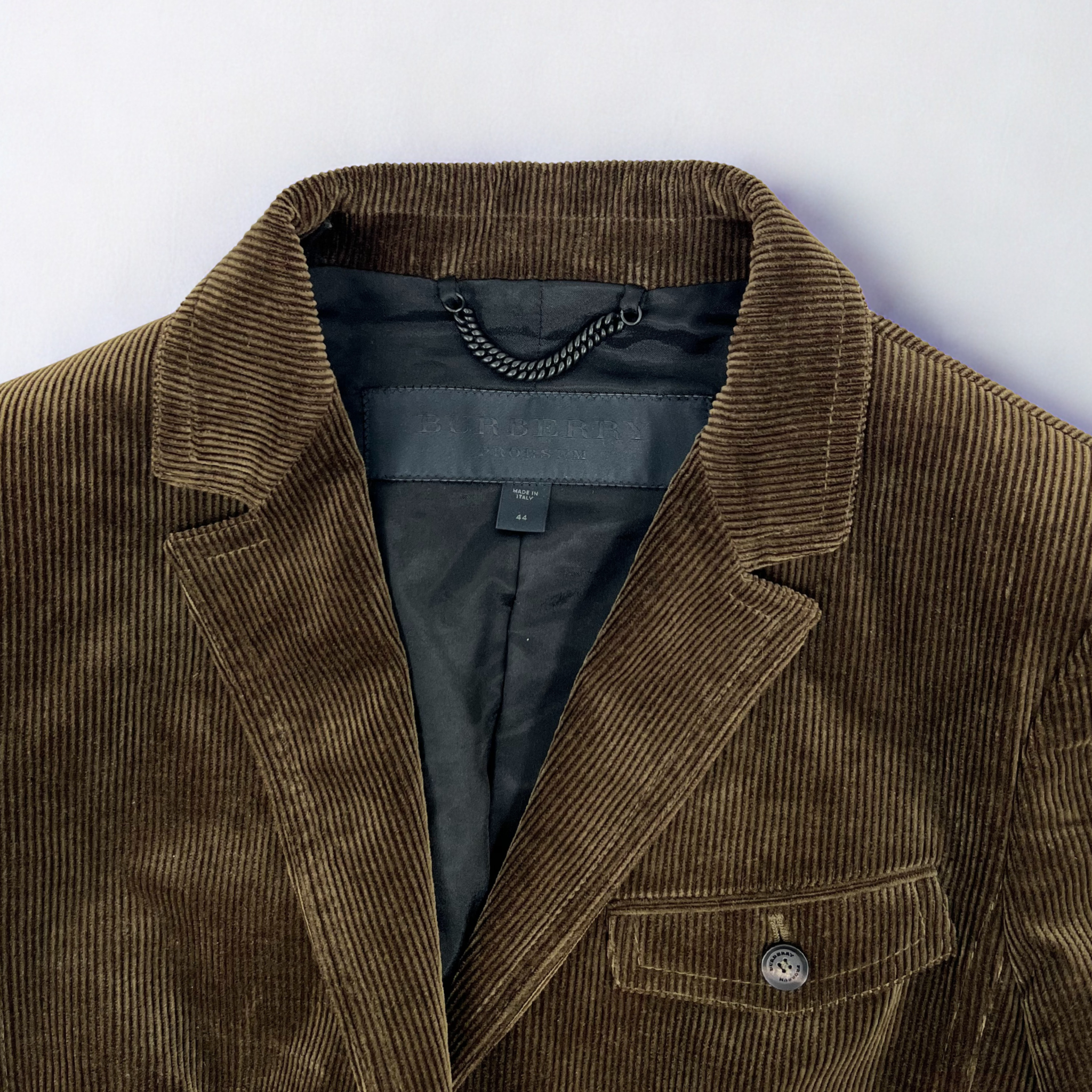 Vintage Burberry Prorsum olive corduroy blazer with flap pockets, early-2000s Christopher Bailey design
