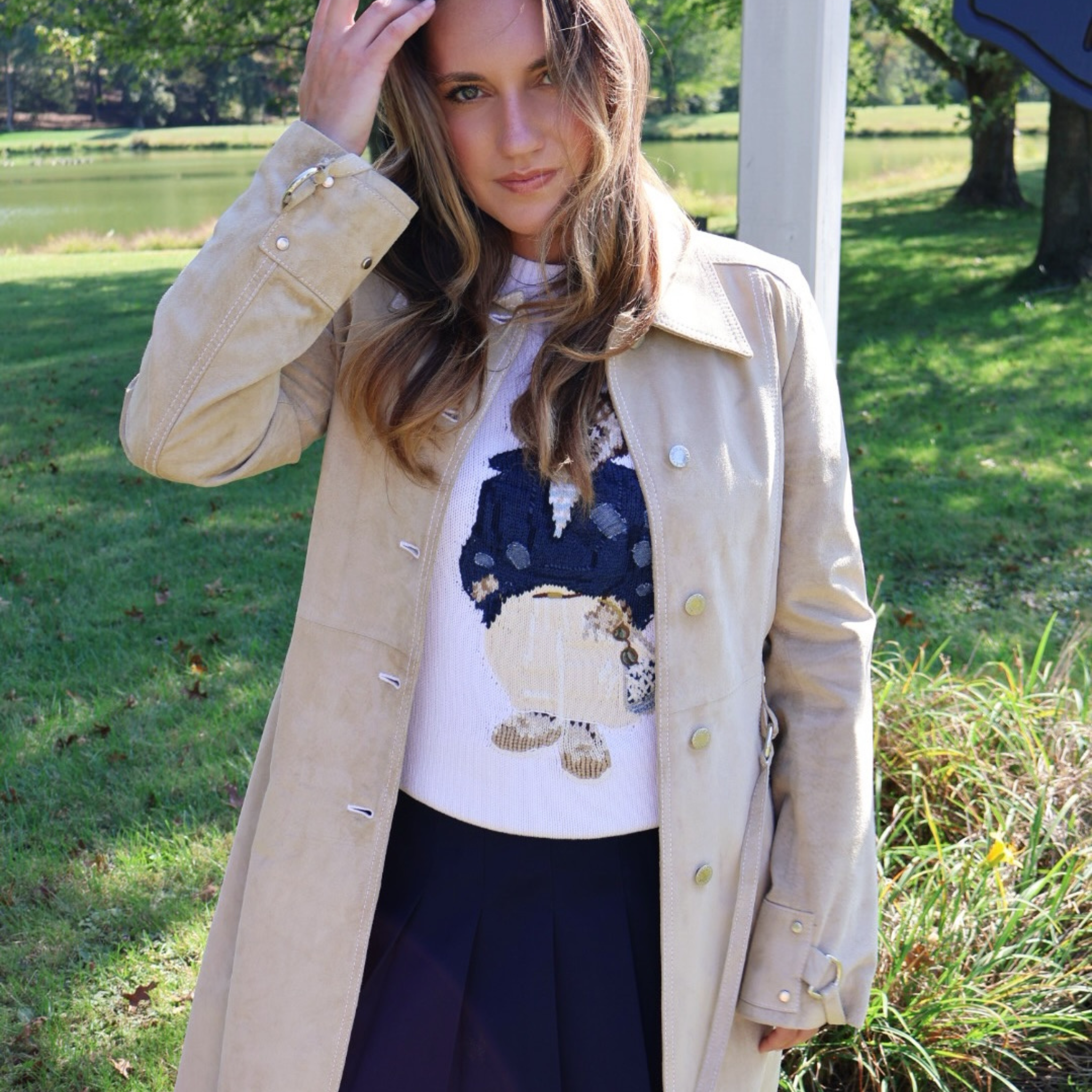 Vintage Dolce & Gabbana tan suede belted trench coat with leopard print lining, late-1990s to early-2000s