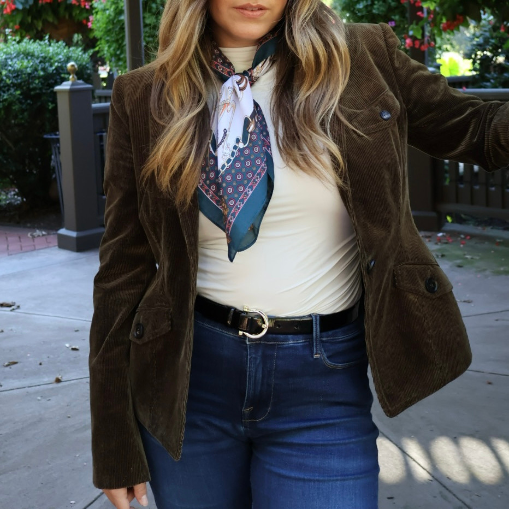 Vintage Burberry Prorsum olive corduroy blazer with flap pockets