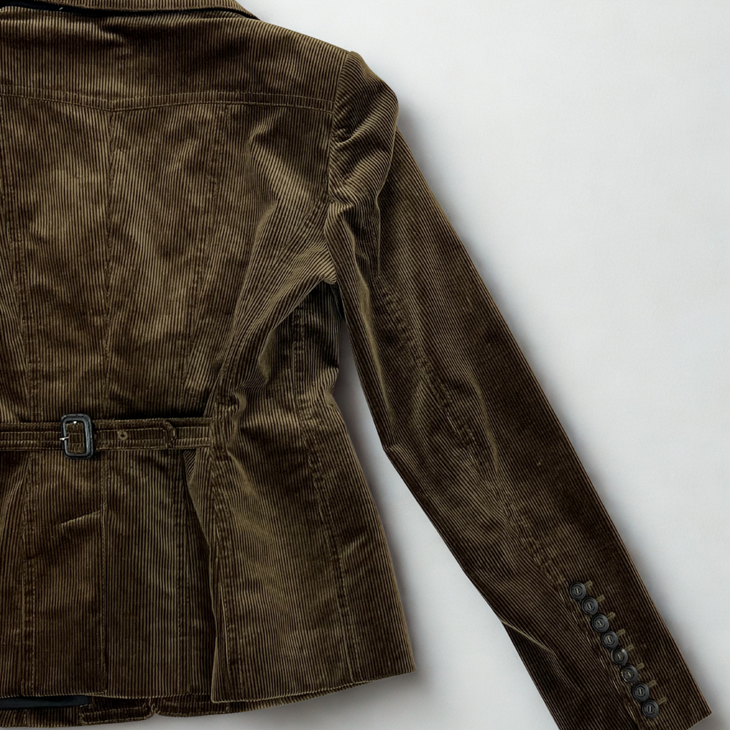 Vintage Burberry Prorsum olive corduroy blazer with flap pockets, early-2000s Christopher Bailey design