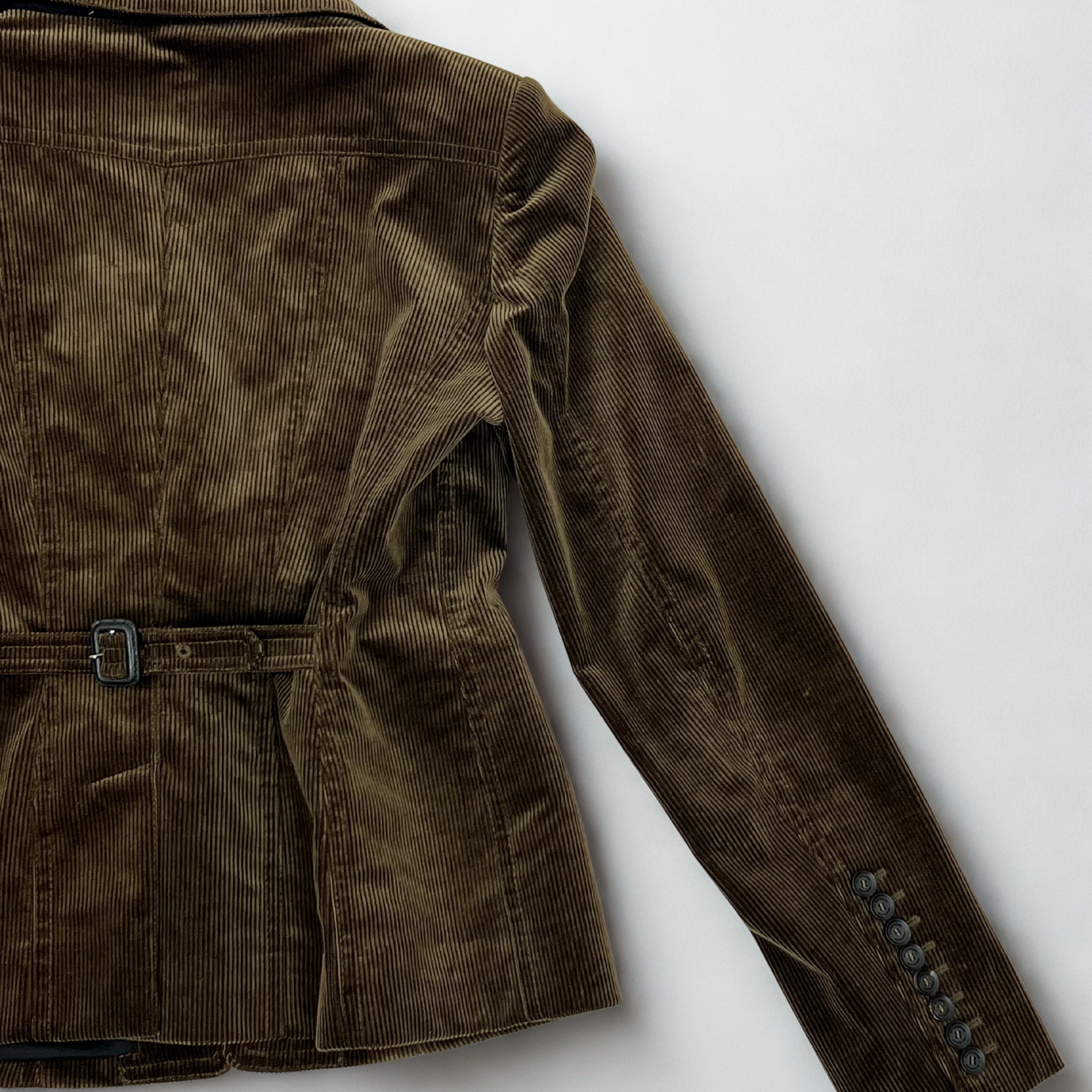 Vintage Burberry Prorsum olive corduroy blazer with flap pockets, early-2000s Christopher Bailey design