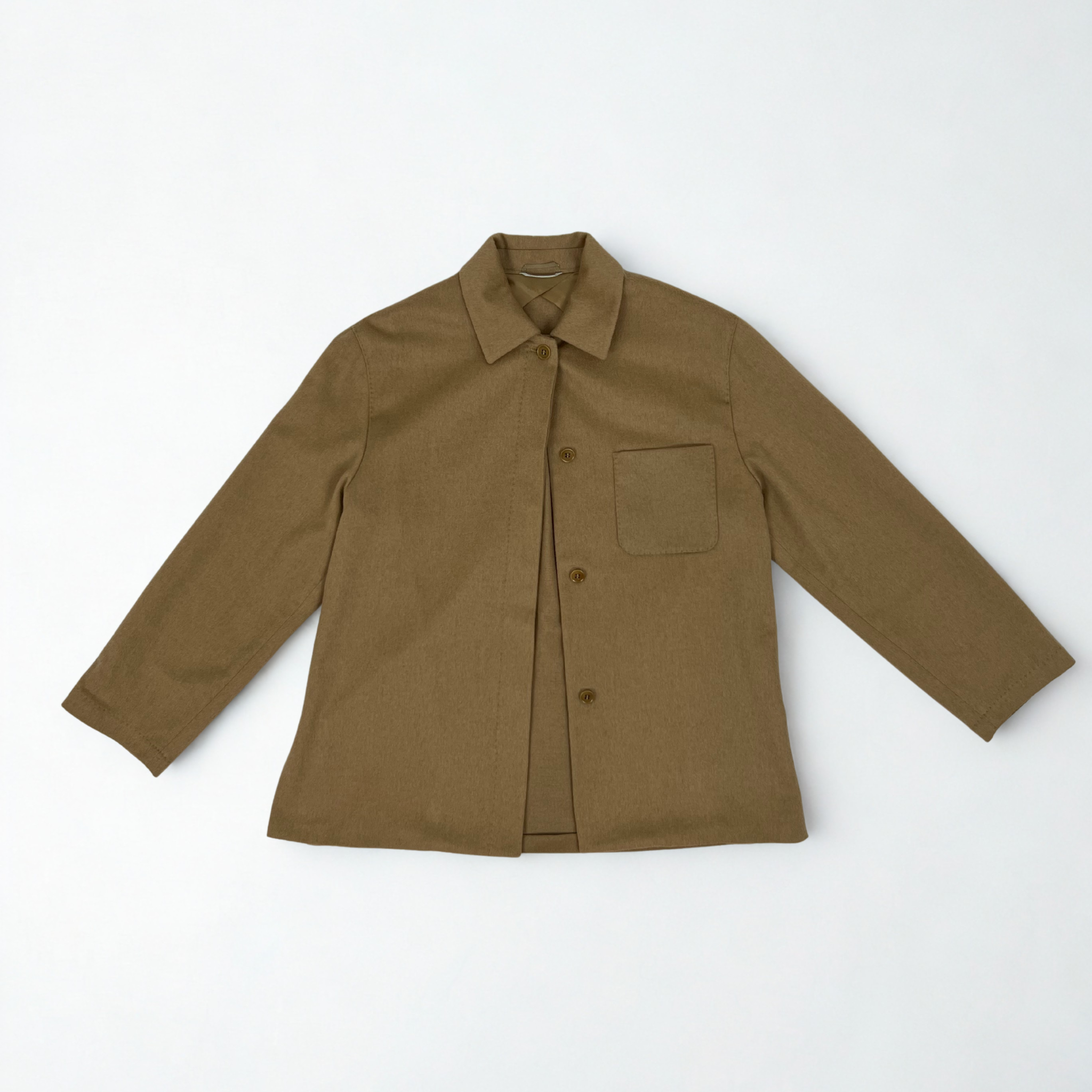 Vintage Max Mara camel hair jacket, 1997 single-breasted style with front patch pockets